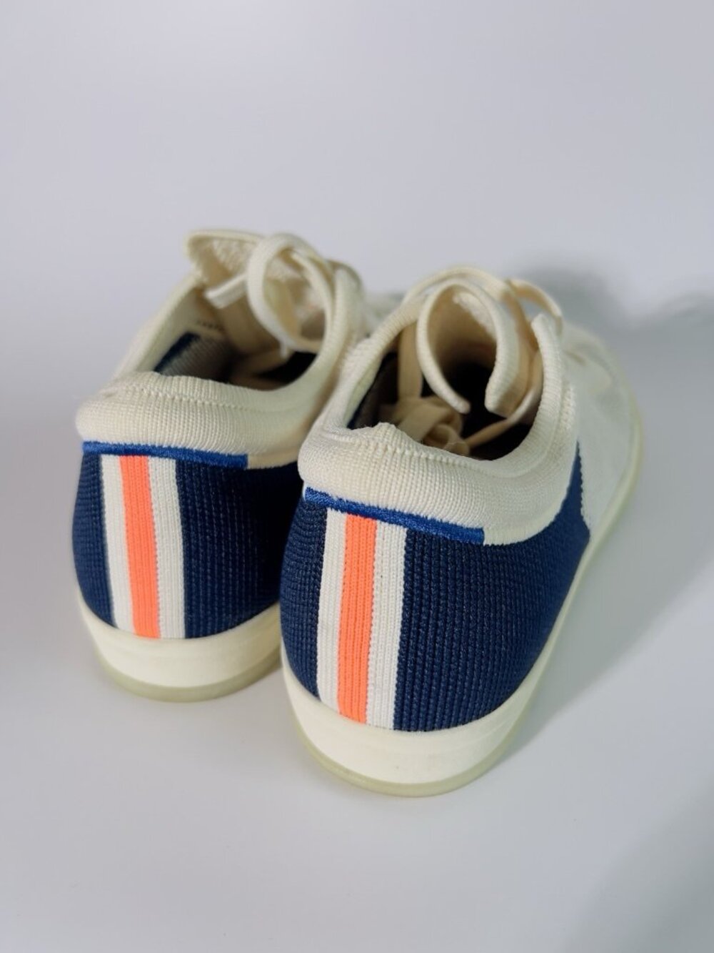 Rothy’s Women’s Knit Lace Up Sneakers Blue White Size 7 Comfort Shoes No Box - Picture 4 of 11